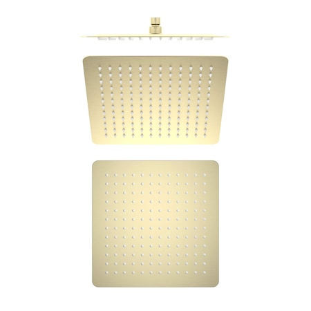 Kibi Cube 12 Metal Ultra Thin Profile Rain Shower Head 1.75 GPM - Brushed Gold SH1202BG